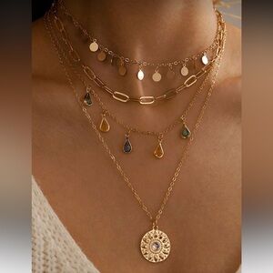 2/$10 NEW! Bohemian Multilayer Necklace Cute Boho Trendy Summer Simple Pendant